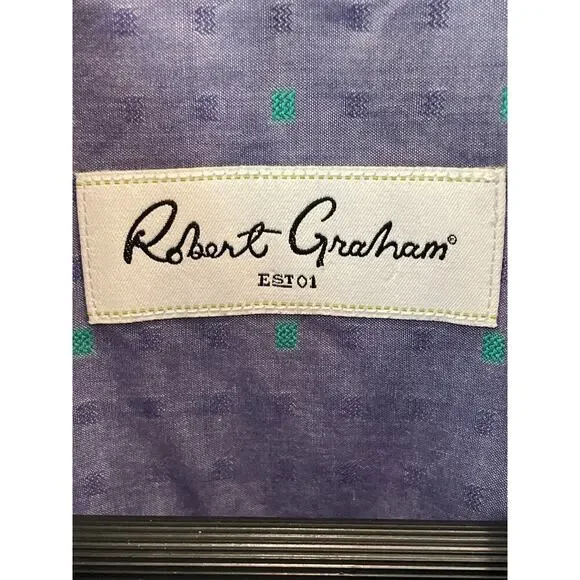 Robert Graham Long Sleeved Purple Dress Shirt Size 46 Neck 18. - Picture 2 of 7